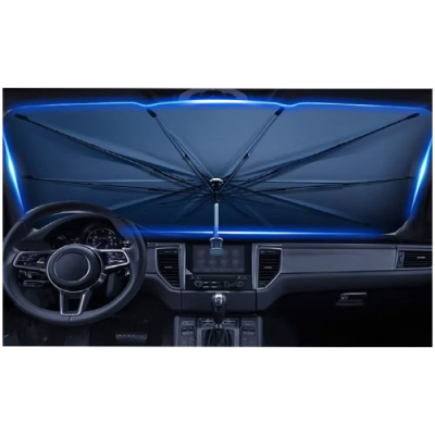 مظلة شمسية واقية للزجاج الامامي للسيارة بتصميم قابل للطي وسهل الاستخدام