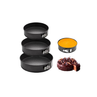 طقم قالب الكيك دائري مع قفل مقاوم للإلتصاق بأحجام مختلفه