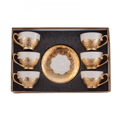 طقم فنجان قهوة تركي سيراميك ابيض