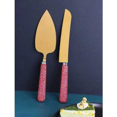 قطعتين أدوات للكيك و البيتزا ذهبي